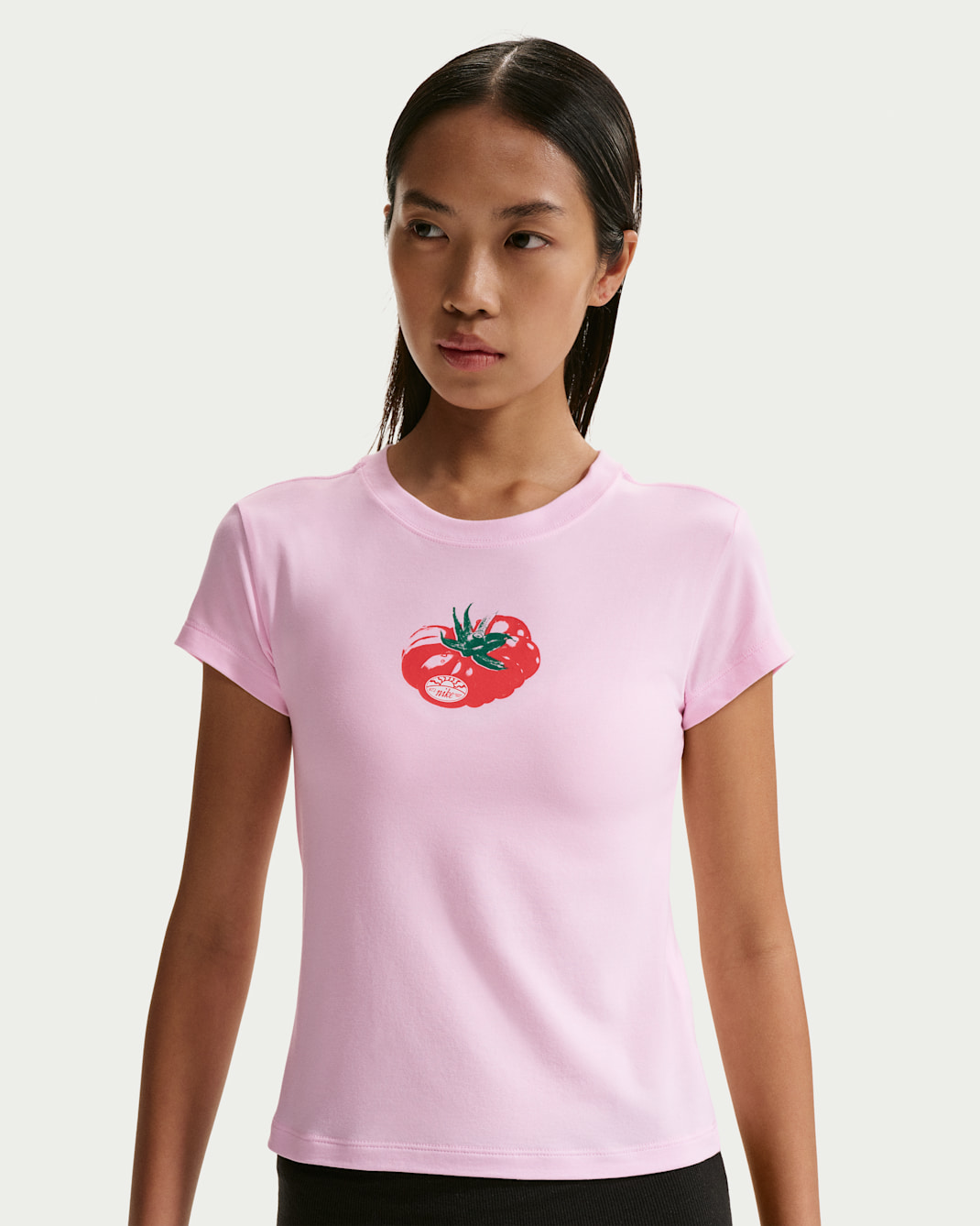 나이키 스포츠웨어 칠 니트 여성 슬림 모드 크롭 티셔츠 - 핑크 폼