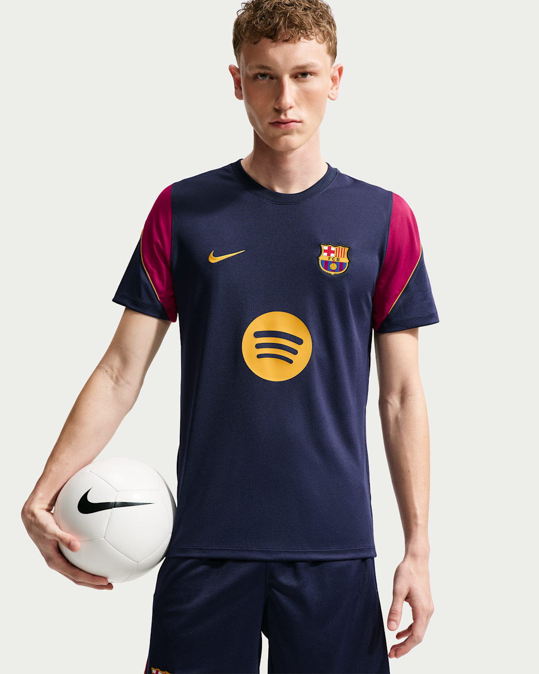 F.C. Barcelona Strike Men's Nike Football Dri-FIT Short-Sleeve Top - Blackened Blue/Noble Red/Blackened Blue/Mineral Yellow