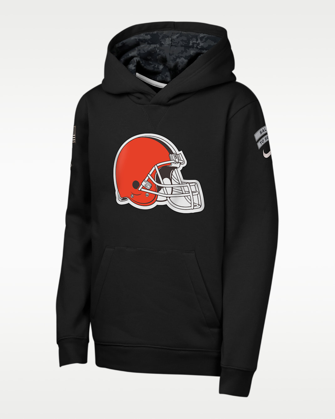 Sudadera con gorro sin cierre Nike de la NFL para niños talla grande Cleveland Browns Salute to Service Sideline Club - Negro