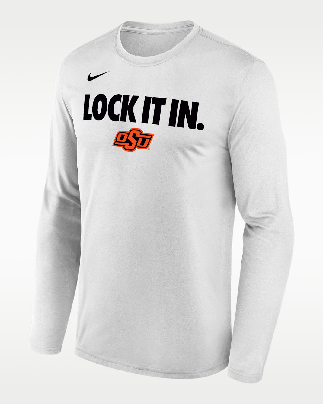 Oklahoma State 2026 On-Court Bench Men's Nike Dri-FIT College Long-Sleeve T-Shirt - White