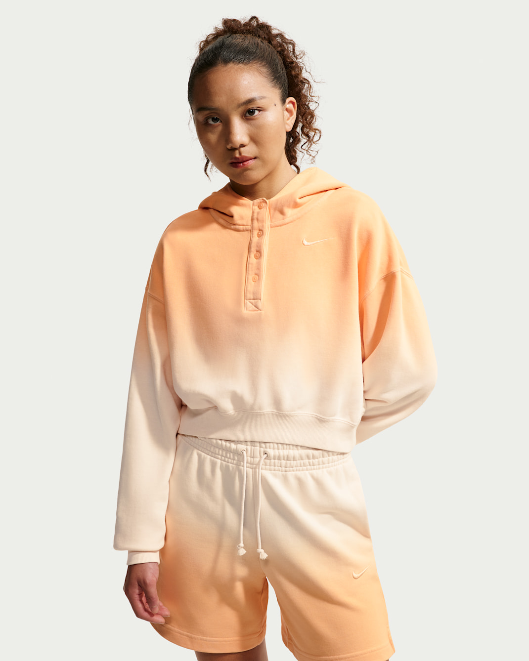 Nike Sportswear Phoenix Fleece Women's Oversized Henley Hoodie - Chalk/Ice Peach/Ice Peach
