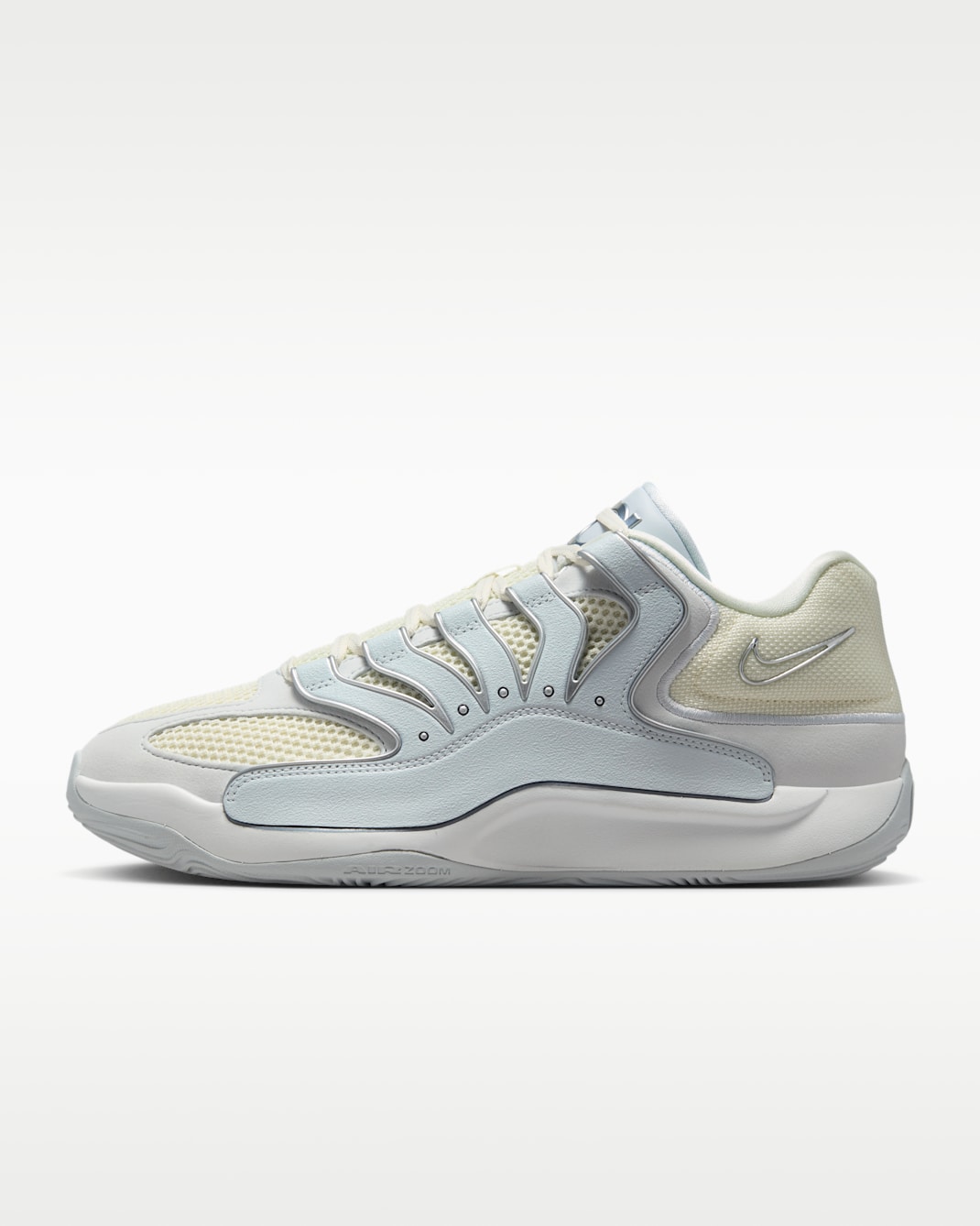 Tenis de básquetbol KD18 "Chain Reaction" - Platino puro/Blanco cumbre/Blanco cumbre/Gris lobo