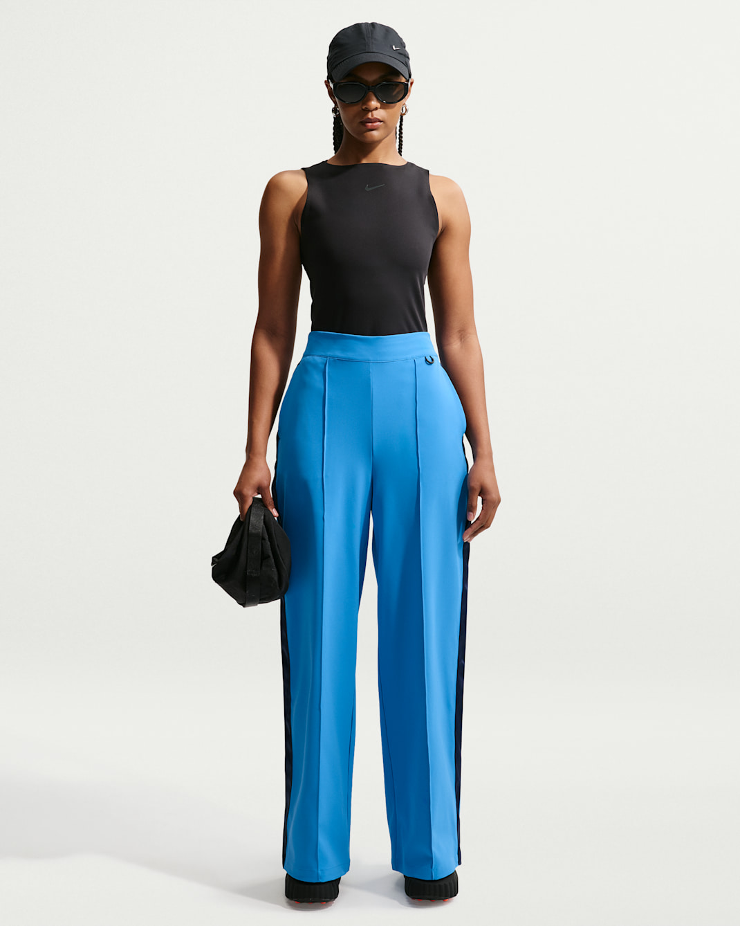 Nike 24.7 PerfectStretch Women's Dri-FIT High-Waisted Loose Tearaway Pants - Light Photo Blue/Midnight Navy/Blue Spark