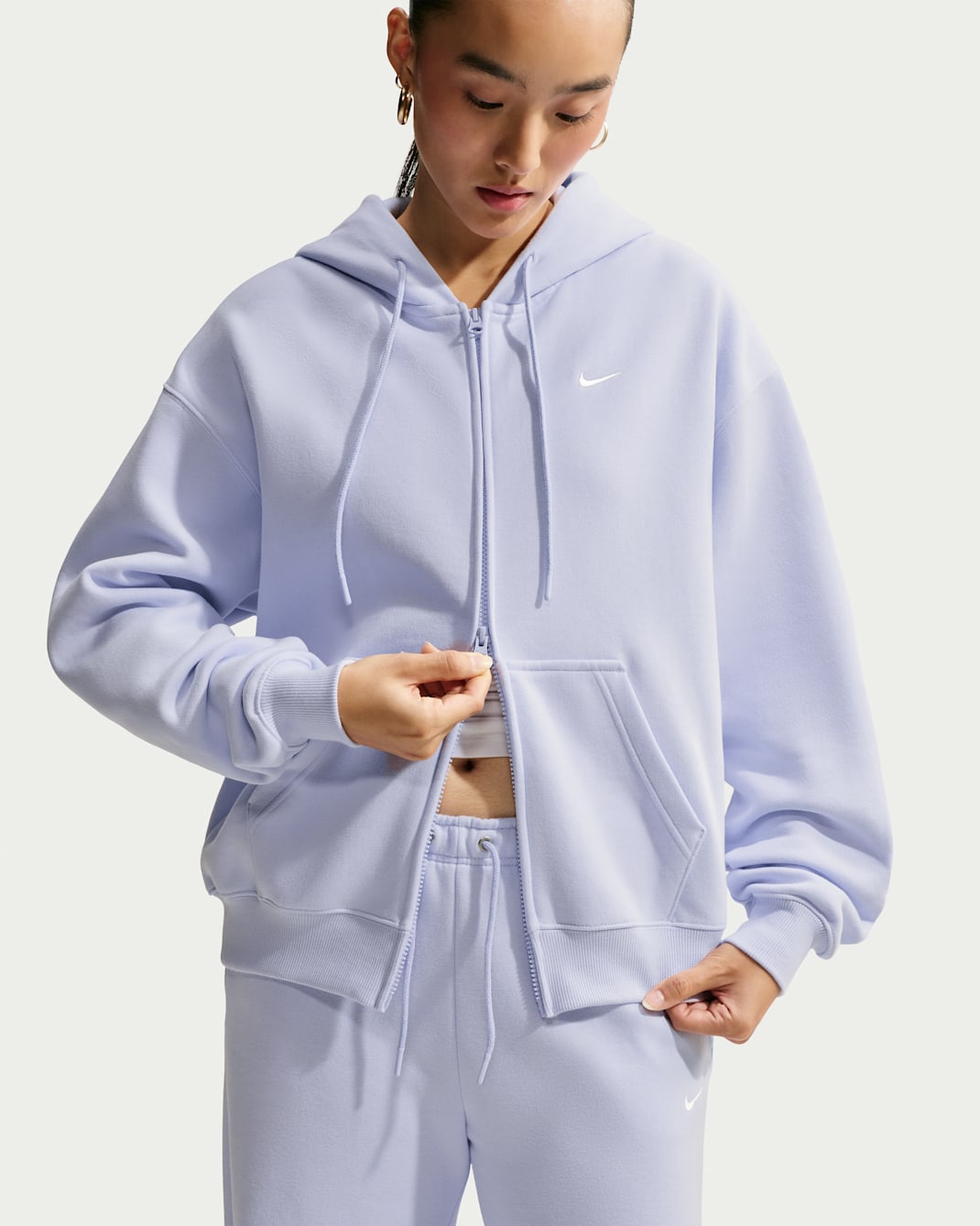 Nike Studio Fleece Medium Weight Women's Oversized Full-Zip Hoodie - Palest Purple/Sail