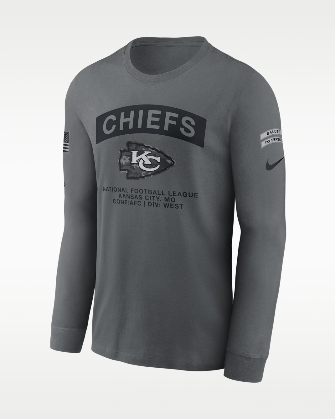 Kansas City Chiefs Salute to Service Men's Nike NFL Long-Sleeve T-Shirt - Grey