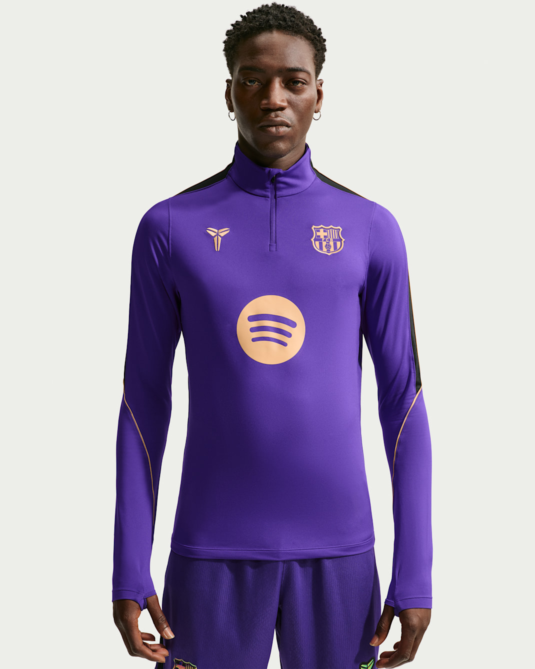FC Barcelona Strike Away Men's Kobe Dri-FIT Soccer Knit Drill Top - Field Purple/Black/Metallic Gold