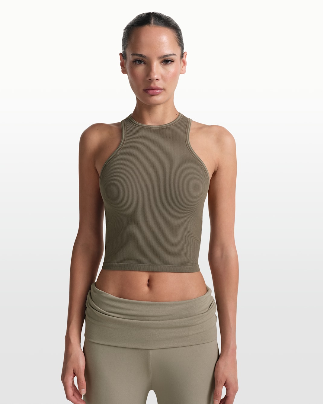 NikeSKIMS Ribbed Seamless Women's Racerneck Tank Top - NSKM DSTY OK MS/NSKM DUNE