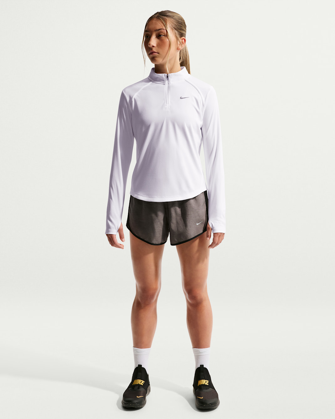 Nike Tempo Big Kids' (Girls') Dri-FIT Long-Sleeve Half-Zip Top