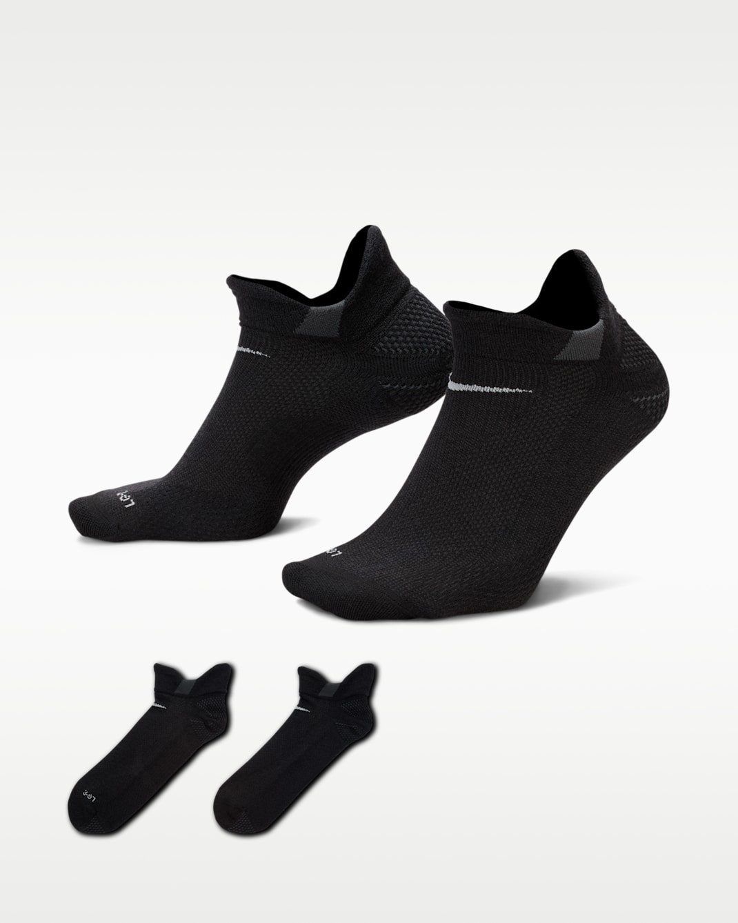 Nike Running No-Show Wool Socks (1 Pair) - Black/Dark Smoke Grey/Light Smoke Grey