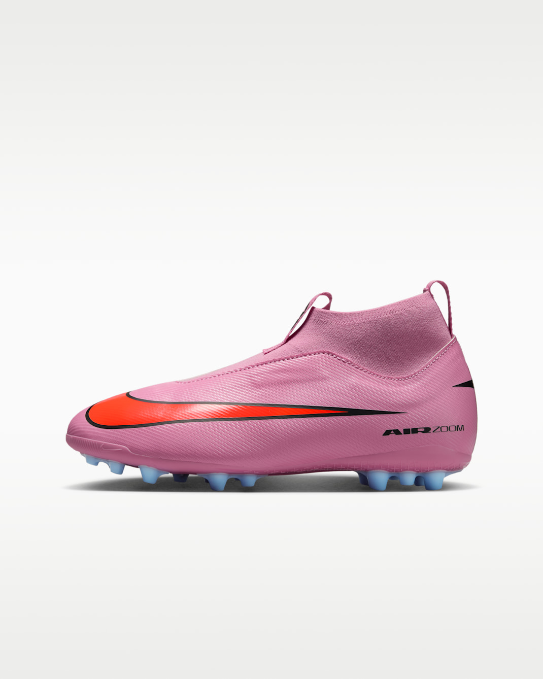 Nike Jr. Mercurial Superfly 10 Academy Younger/Older Kids' Artificial-Grass High-Top Football Boot - Magic Flamingo/Total Crimson/Black