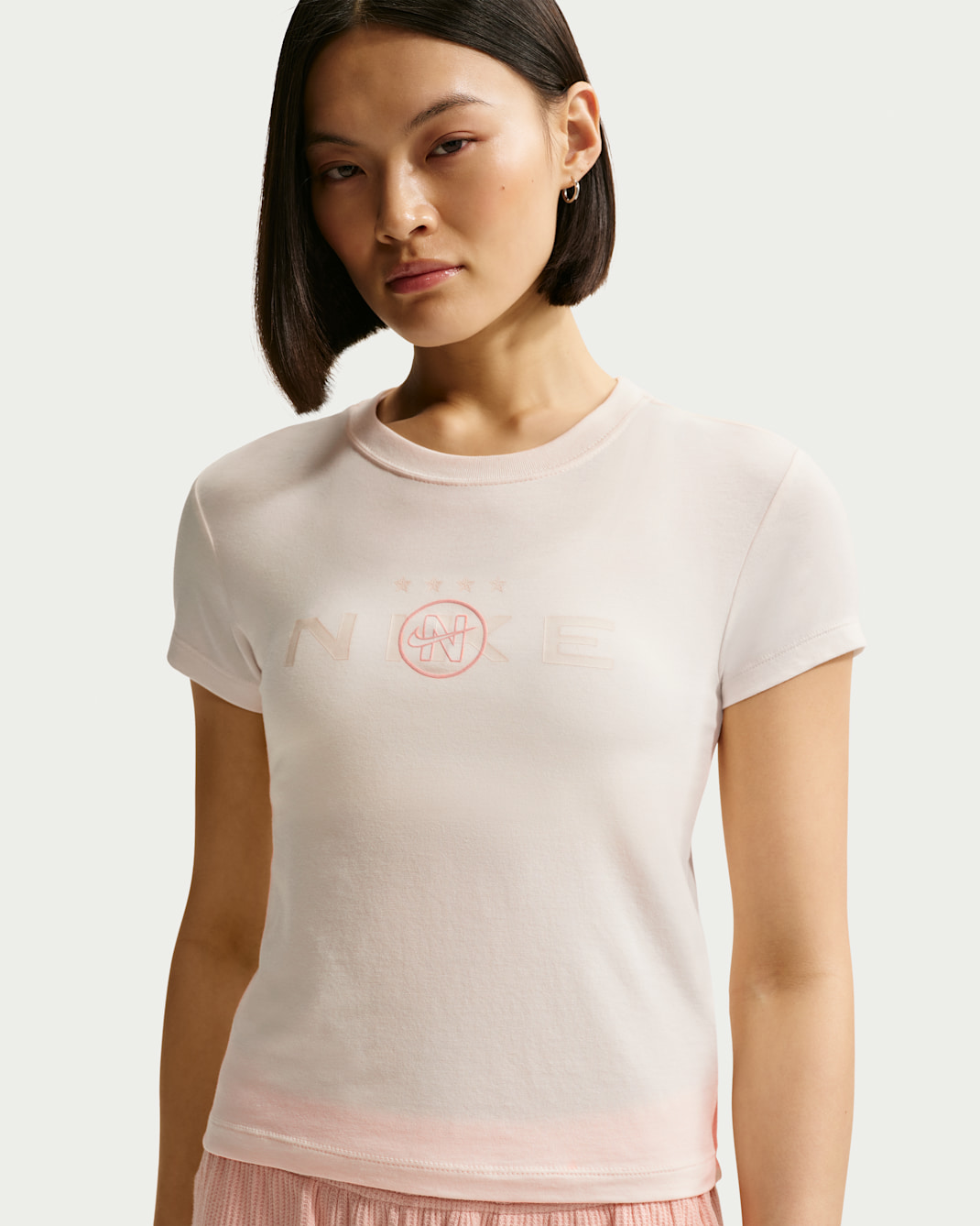 나이키 스포츠웨어 칠 니트 여성 모드 크롭 티셔츠 - 초크/아틱  오렌지