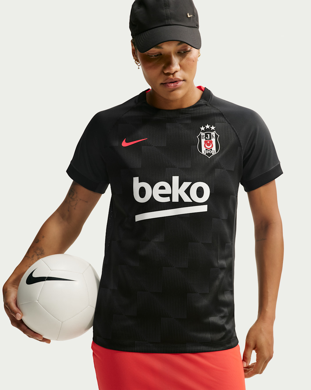 Beşiktaş J.K. 2026/27 Uit Nike Dri-FIT replicavoetbalshirt voor dames - Zwart/Off Noir/Bright Crimson/Bright Crimson