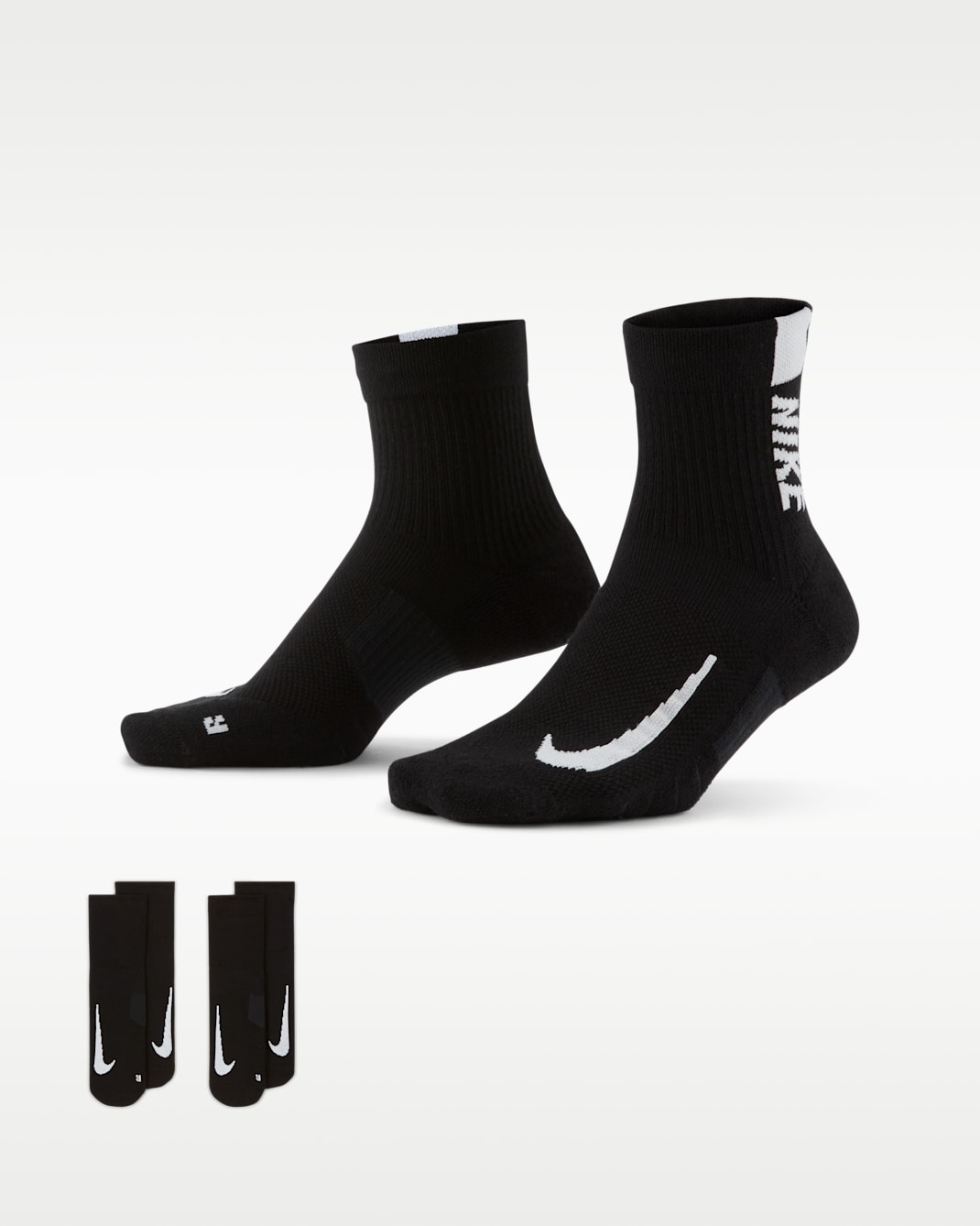 Calcetines al tobillo de running Nike Multiplier (2 pares) - Negro/Blanco