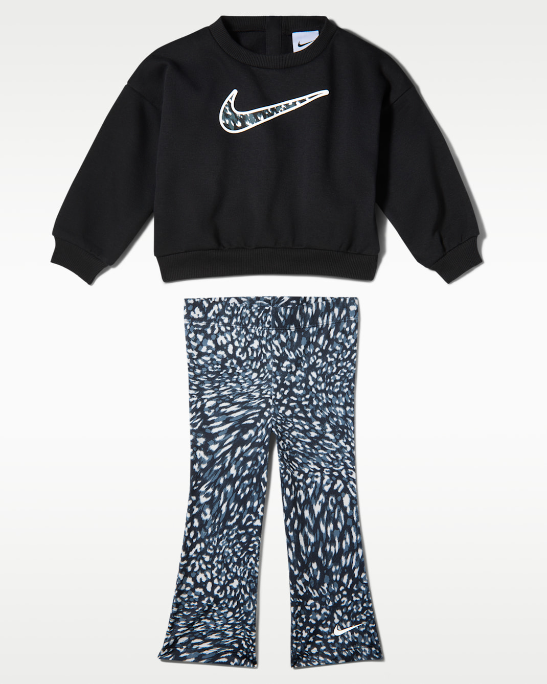 Souprava mikiny s kulatým výstřihem a legín s potiskem Nike pro kojence (12–24 měsíců) - Černá