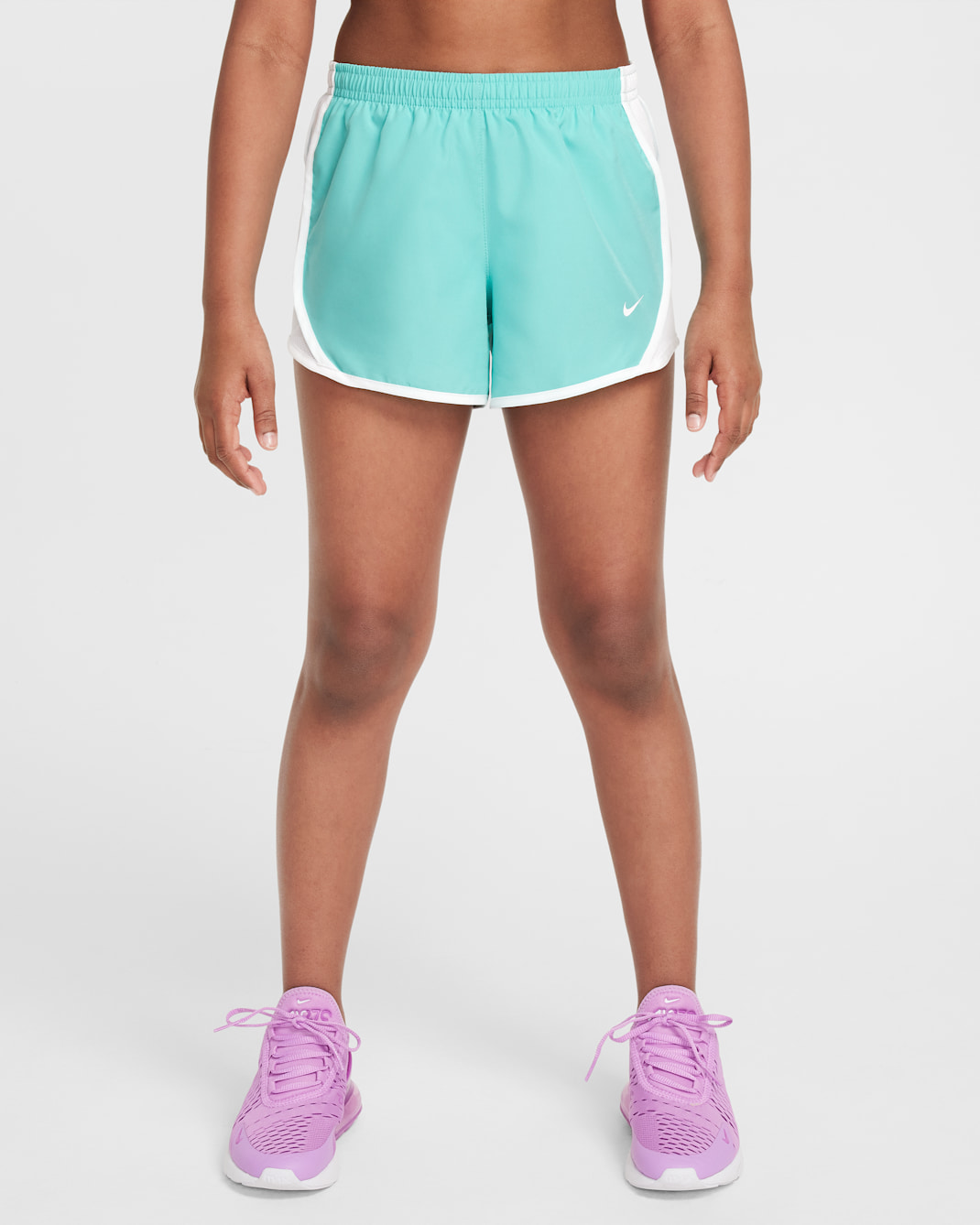 Shorts de correr Dri-FIT para niña talla grande Nike Tempo - Escarcha verde/Blanco/Blanco/Blanco