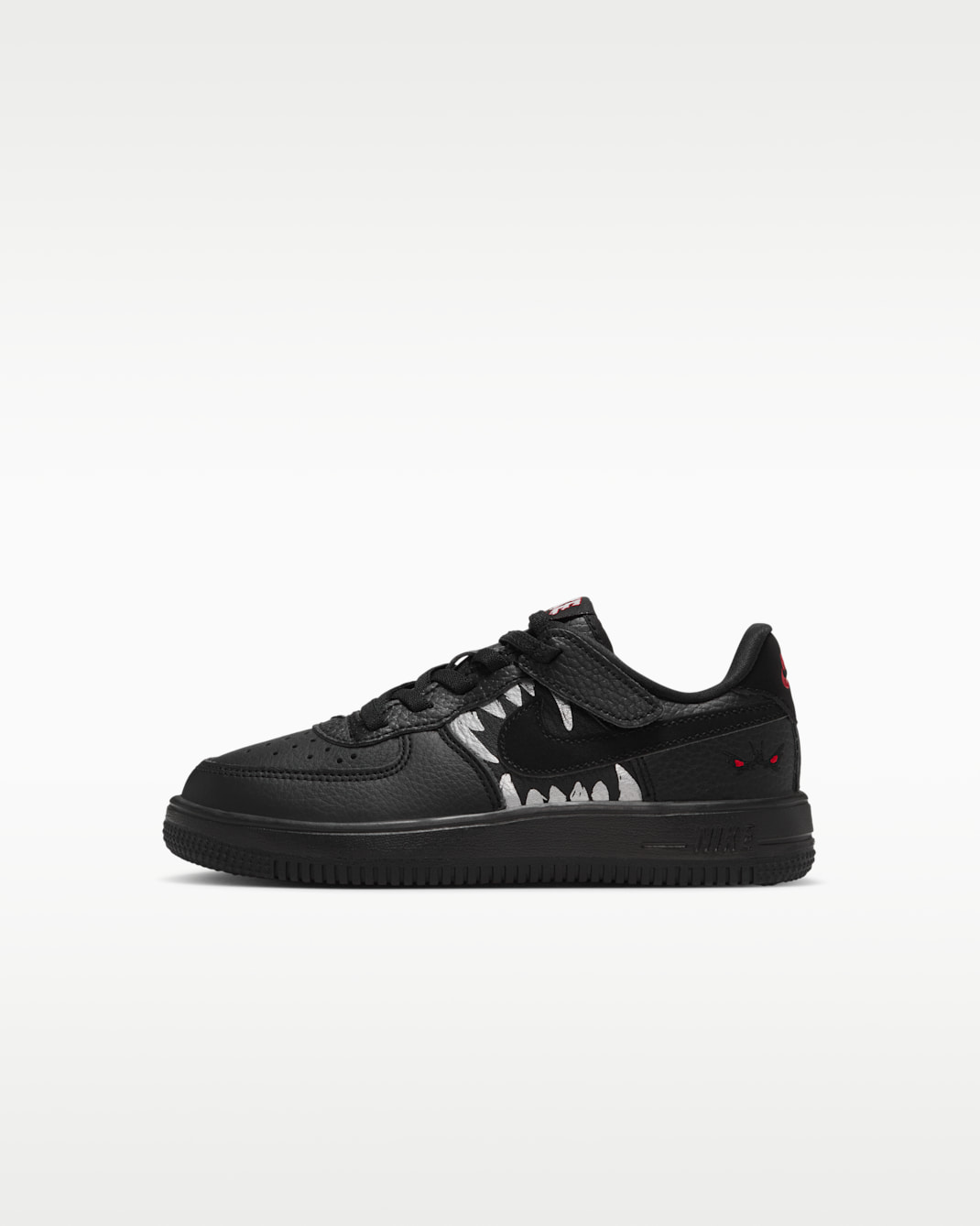 Nike Force 1 低筒鞋 LV8 EasyOn 小童鞋款 - 黑色/University Red/Metallic Silver/黑色
