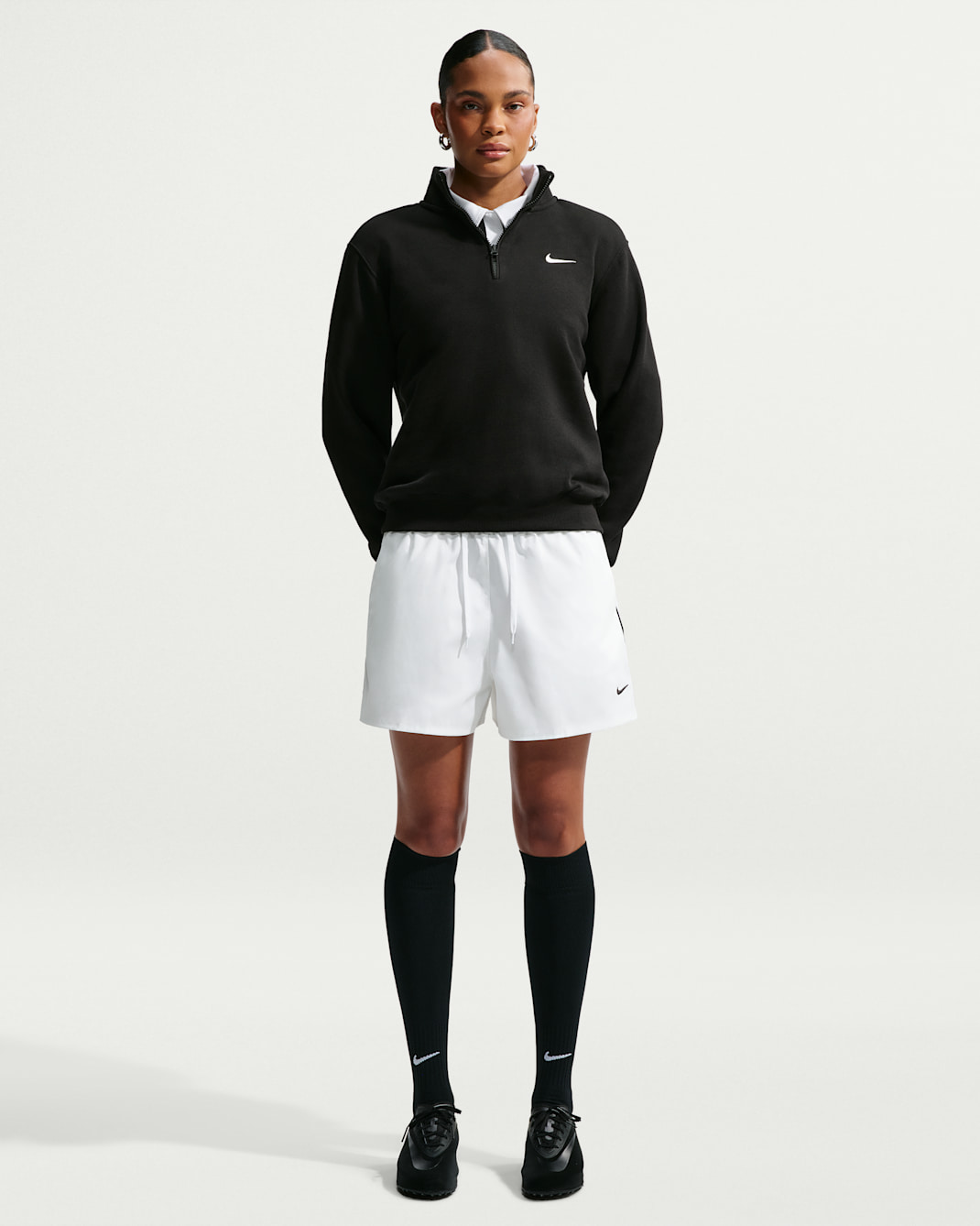 Nike Sportswear Women's Loose Mid-Rise Shorts - White/Black/Black