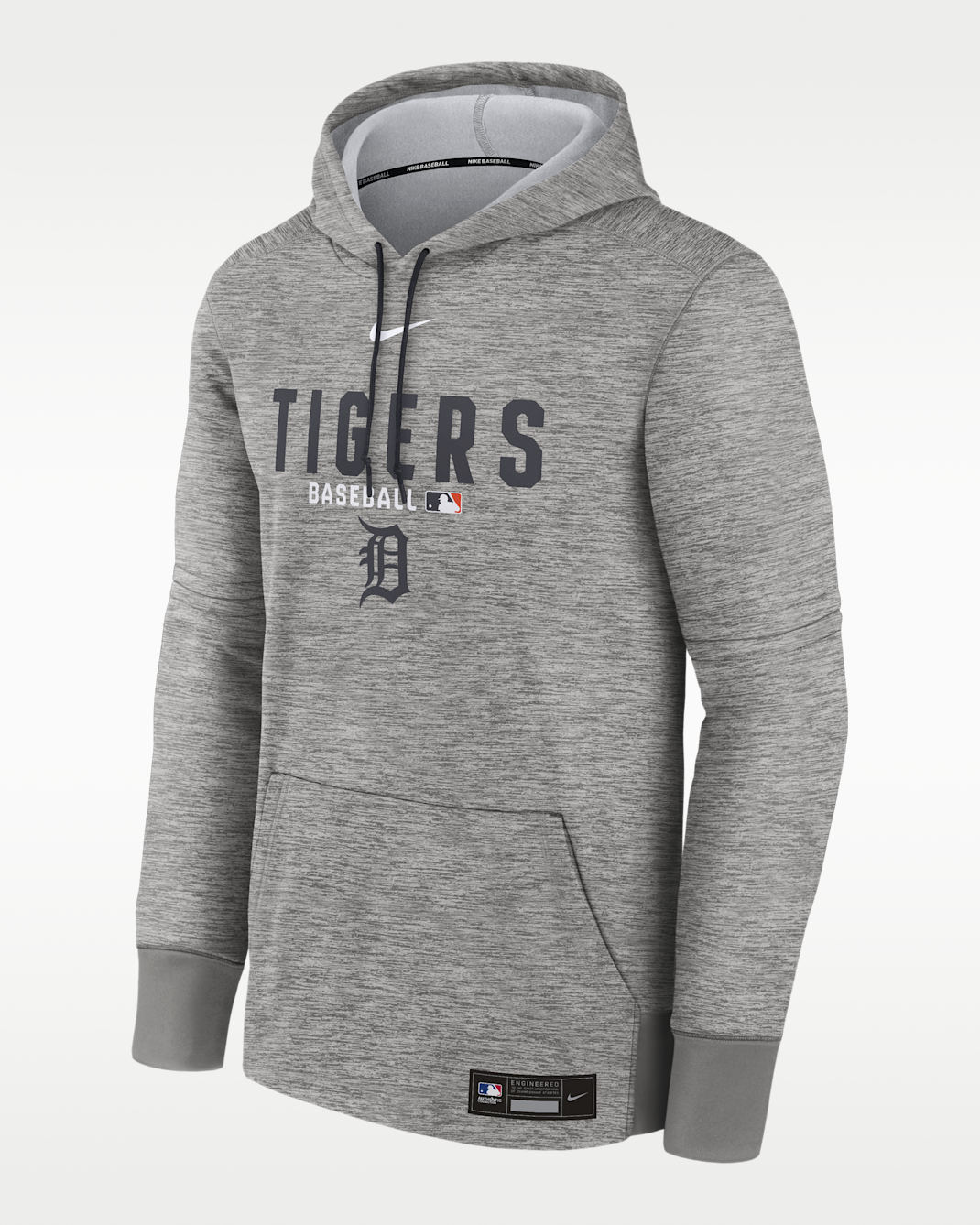 Detroit Tigers Authentic Collection Men's Nike Therma MLB Pullover Hoodie - Dark Grey Heather