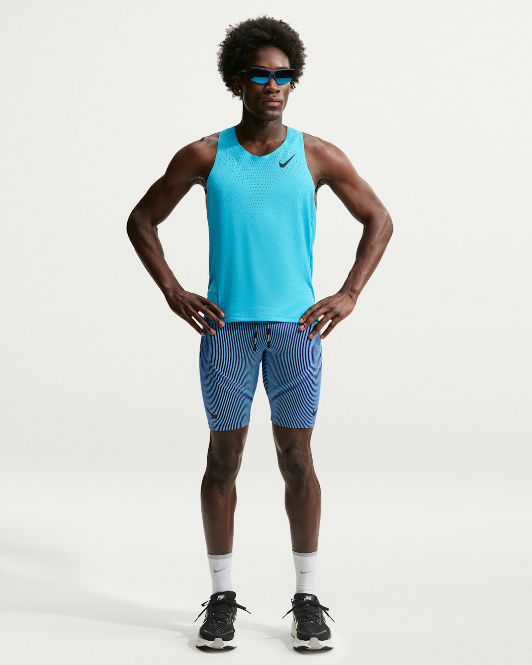 Nike AeroSwift Men's Dri-FIT ADV Running 1/2-Length Leggings - Baltic Blue/Black/Old Royal/Black