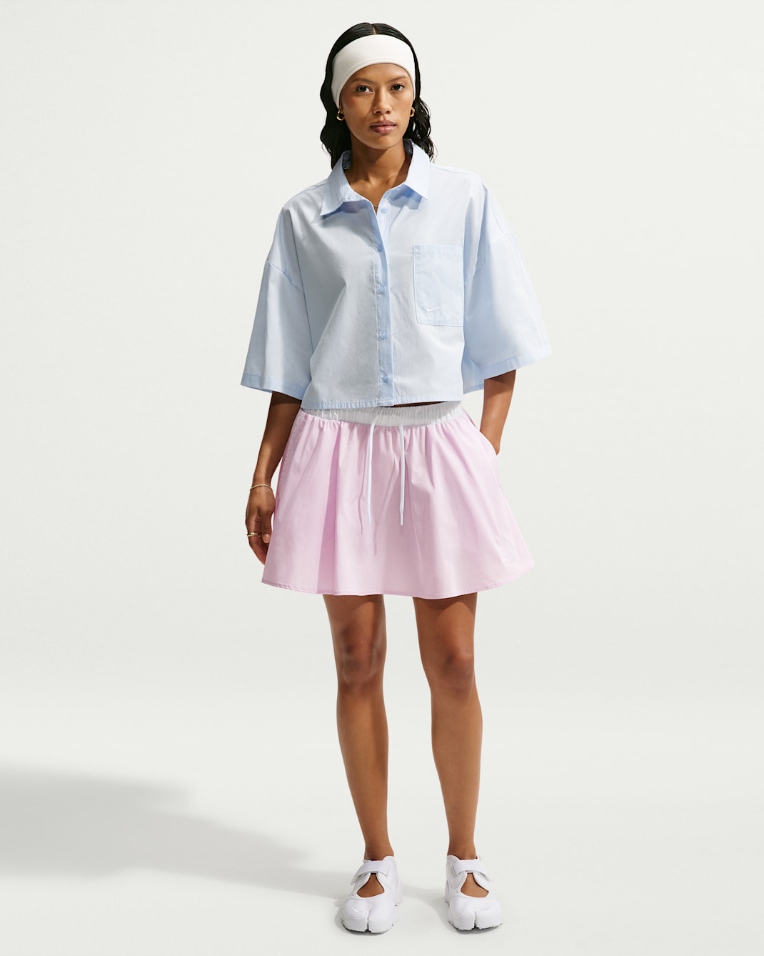 Nike Sportswear Women's Mid-Rise Poplin Mini Skirt - Bleached Lilac/White/White