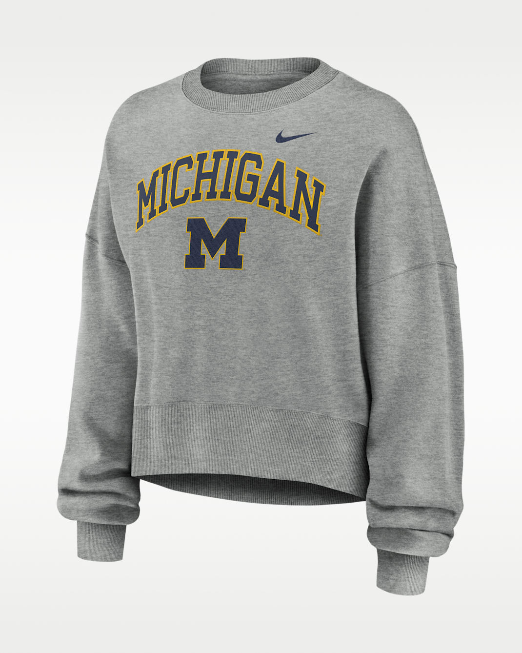 Michigan Phoenix Arch Women's Nike College Pullover Crew - Grey Heather