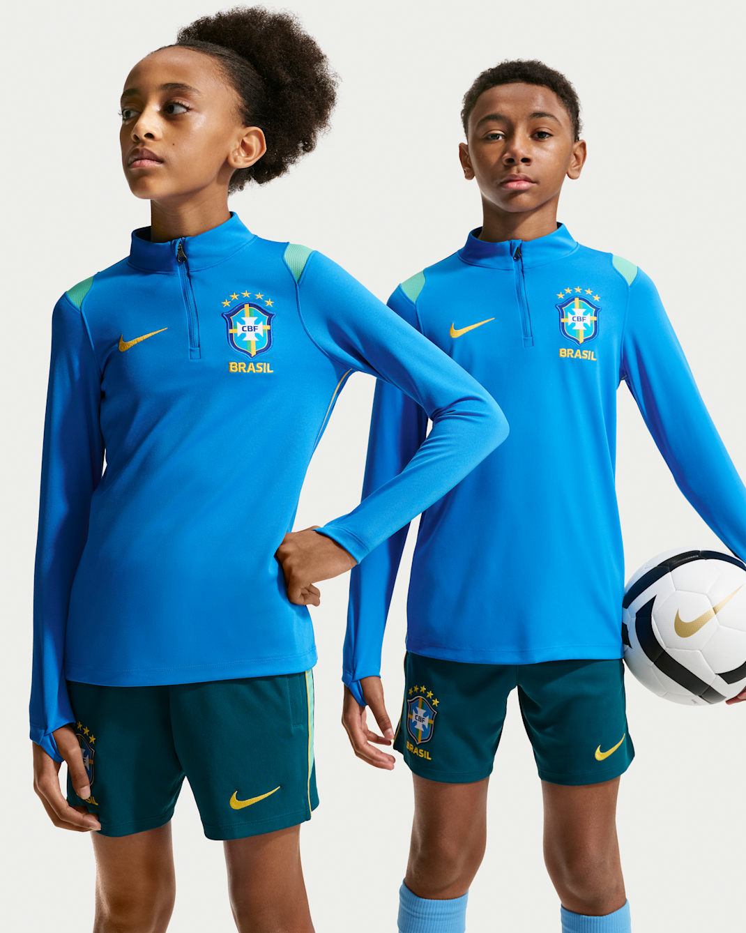Brazil Academy Pro Older Kids' Nike Dri-FIT Football Knit Drill Top - Light Photo Blue/Light Menta/Midwest Gold