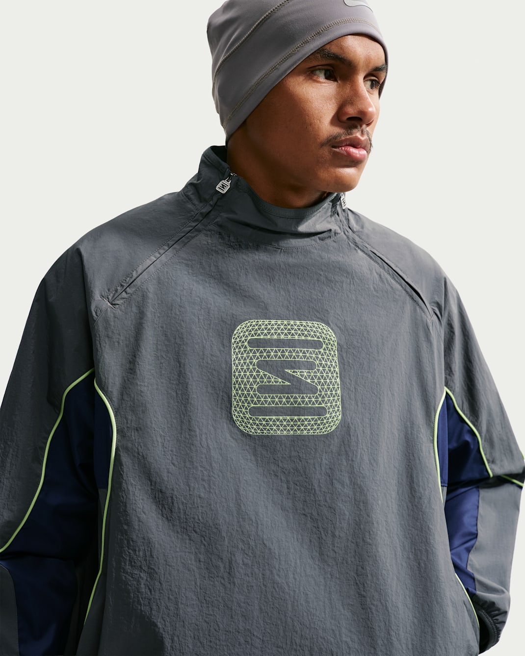 Nike Sportswear Men's Woven Jacket - Iron Grey/Midnight Navy/Light Lemon Twist