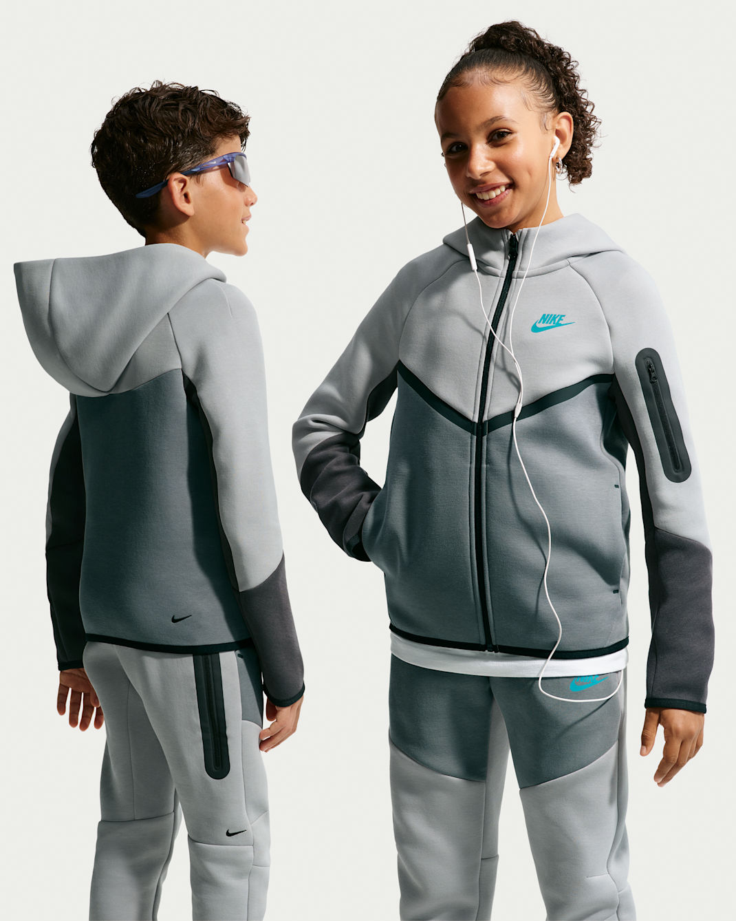 Sweat à capuche et zip Nike Sportswear Tech Fleece pour ado - Light Smoke Grey/Smoke Grey/Anthracite/Noir
