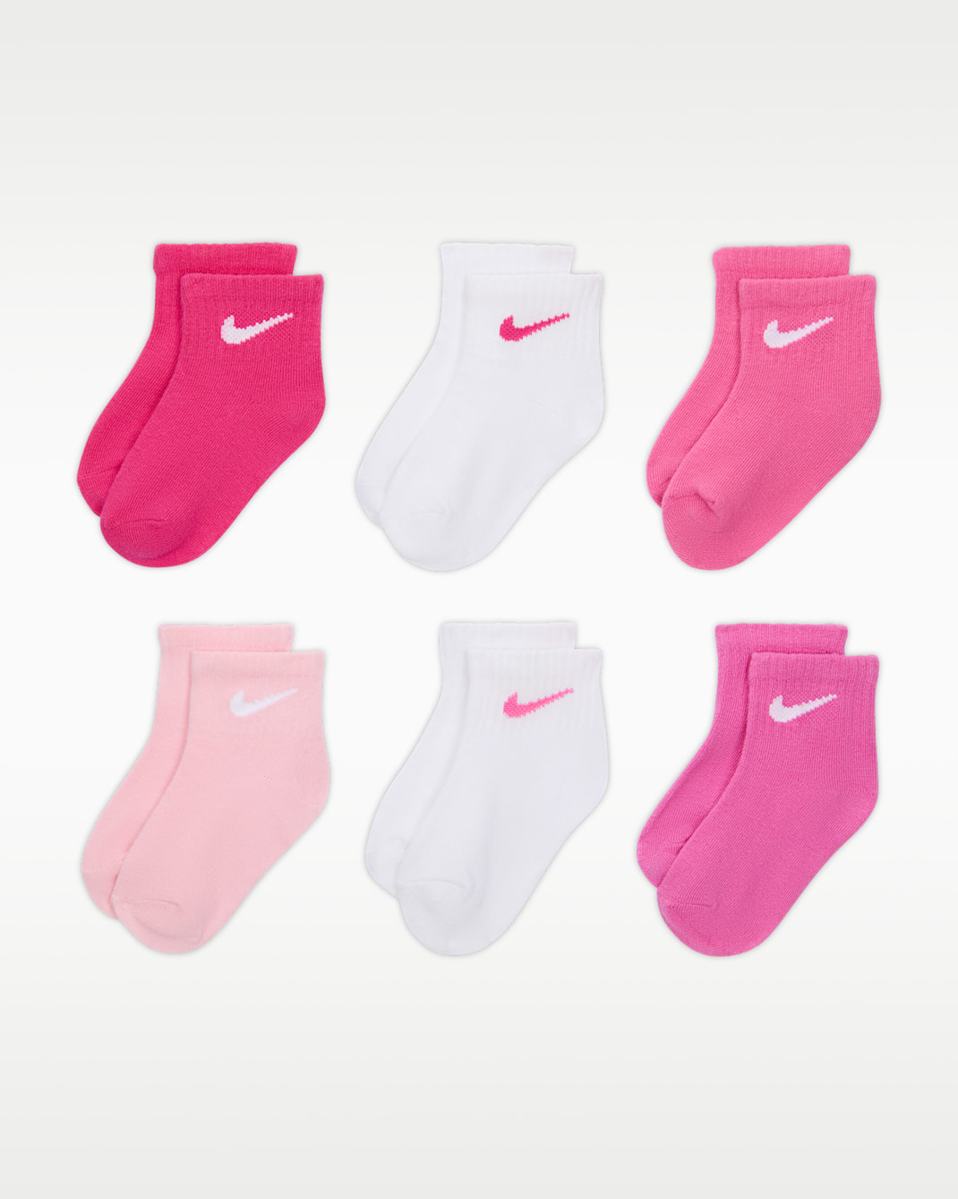 Nike Swoosh Baby/Toddler Ankle Socks (6 Pairs) - Pink
