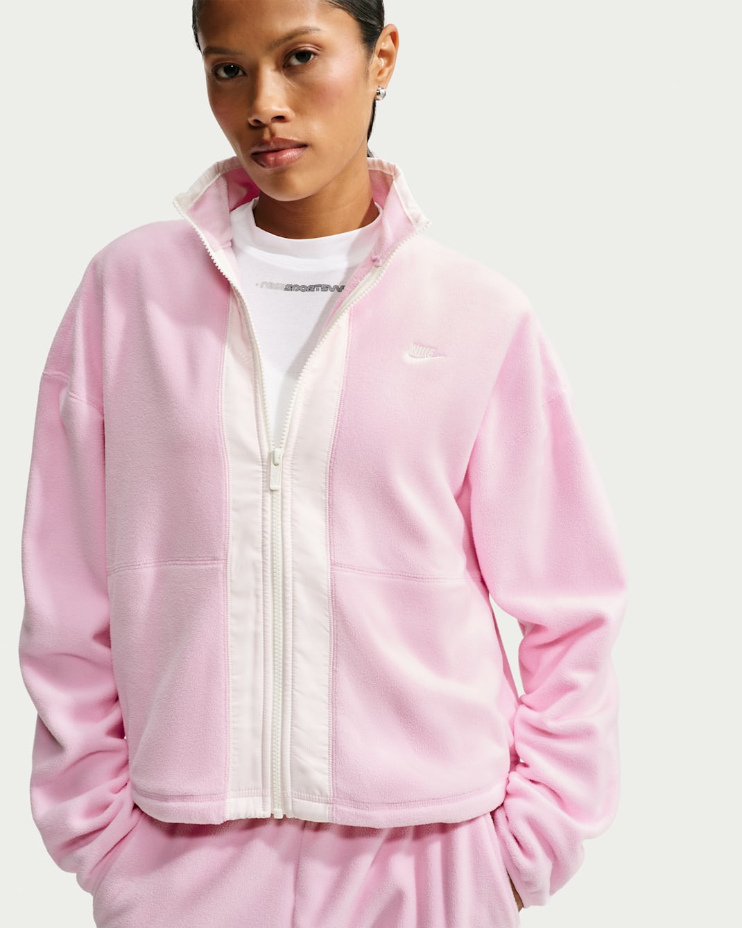Sudadera de cierre completo Therma-FIT holgada para mujer Nike Sportswear - Espuma rosa/Vela/Vela