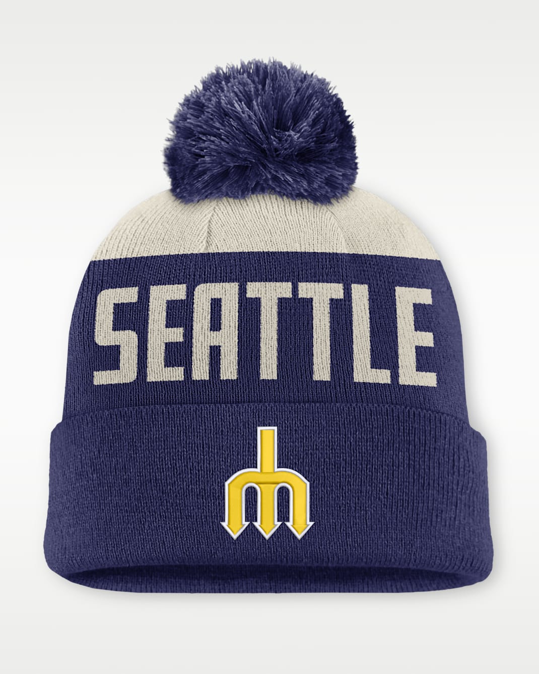 Seattle Mariners Cooperstown Peak Men's Nike MLB Cuffed Pom Beanie - White/Blue