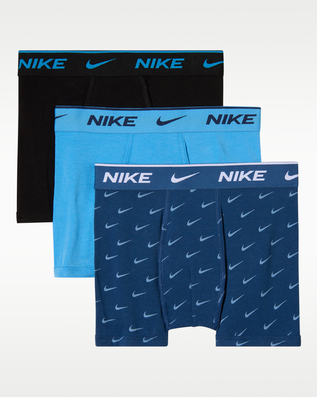 Nike Big Kids' Dri-FIT Everyday Cotton Printed Boxer Briefs (3-Pack) - University Blue/Black