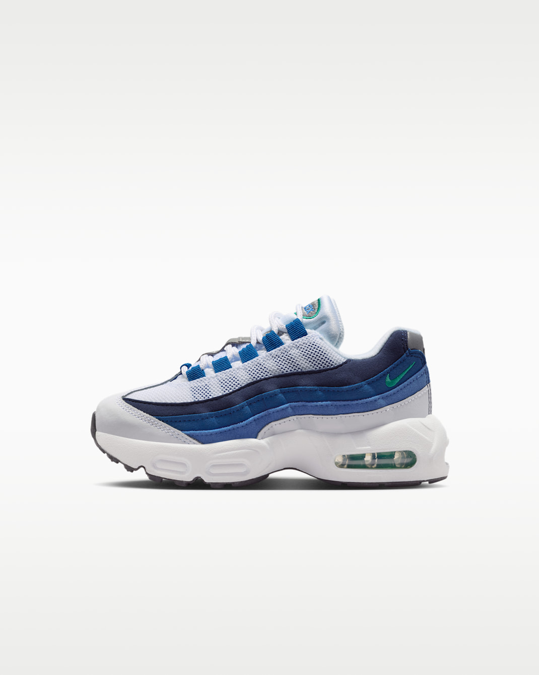 Nike Air Max 95 Premium Little Kids' Shoes - White/Lake Blue/French Blue/Emerald Green