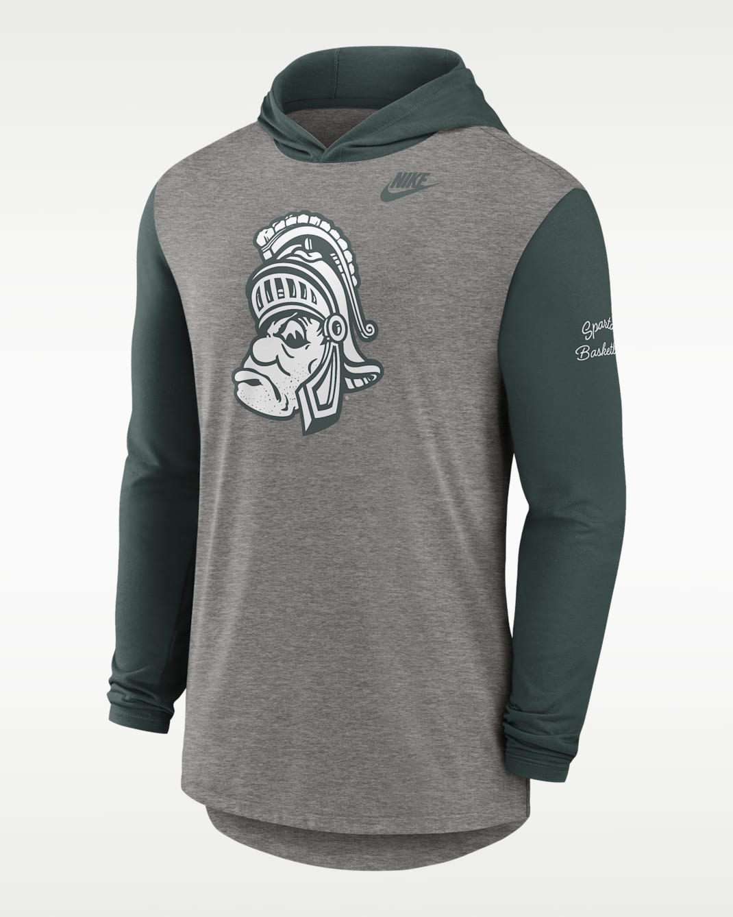 Michigan State Campus Legacy Men's Nike Dri-FIT College Long-Sleeve Hooded T-Shirt - Grey Heather