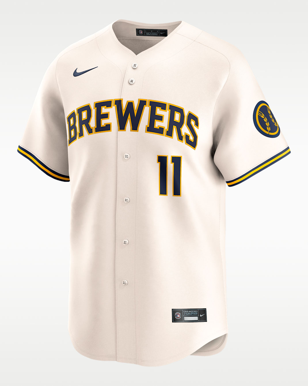Jersey Nike Dri-FIT ADV de la MLB Limited para hombre Jackson Chourio Milwaukee Brewers - Crema