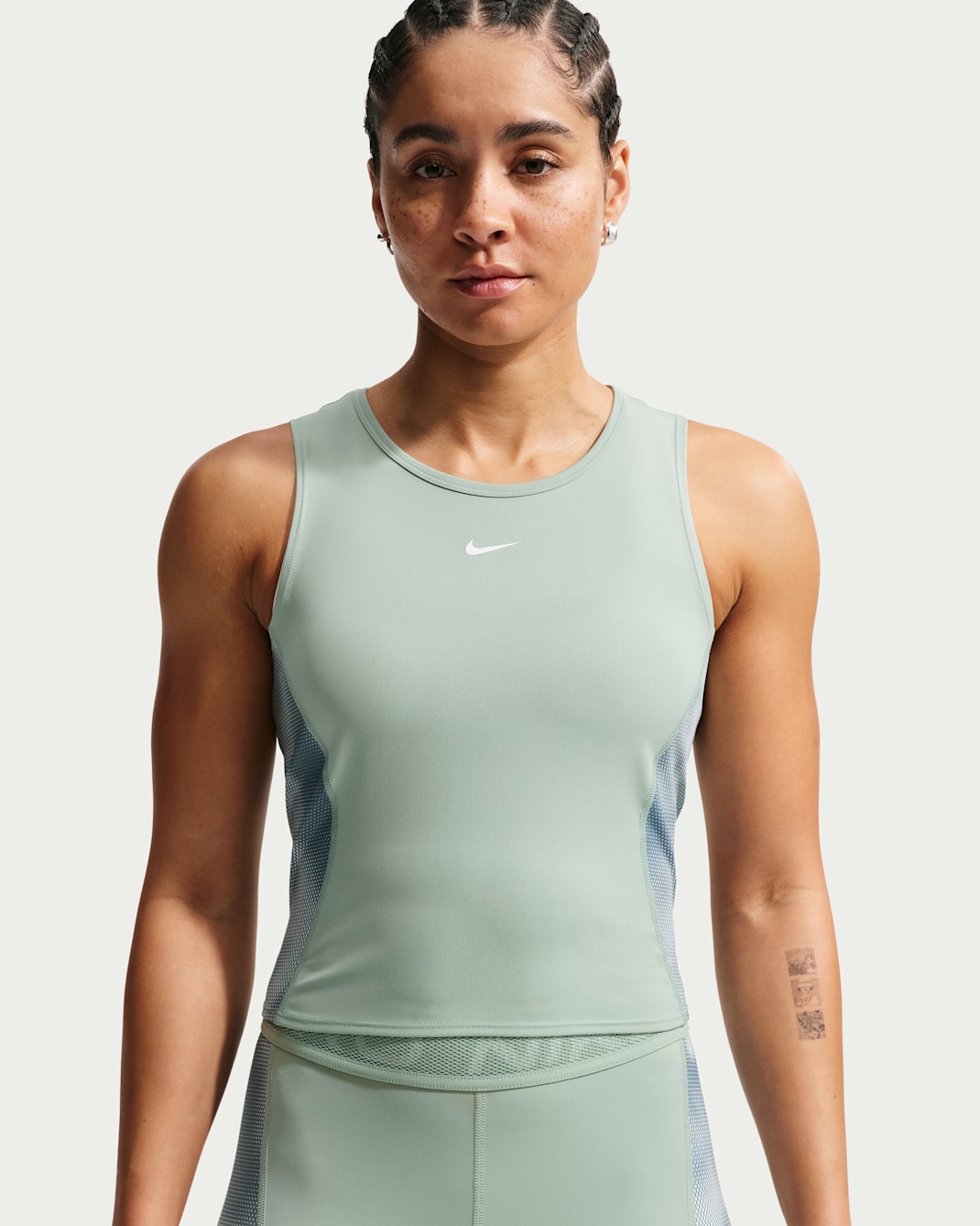 Camiseta de tirantes Dri-FIT para mujer Nike Pro - Vapor/Verde ligero/Blanco