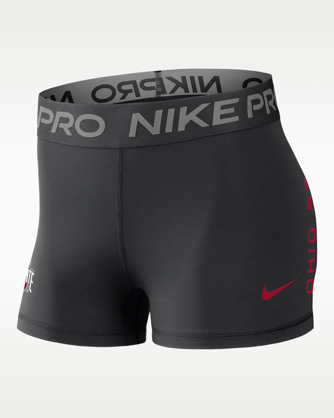 Ohio State Pro Women's Nike Dri-FIT College Mid-Rise Shorts - Black