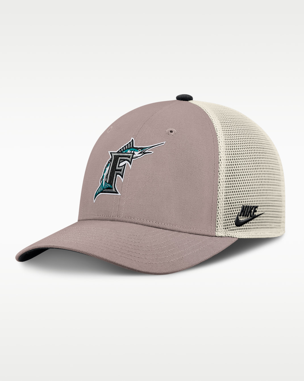 Gorra de rejilla Nike de la MLB ajustable para hombre Florida Marlins Cooperstown Rise - Caqui