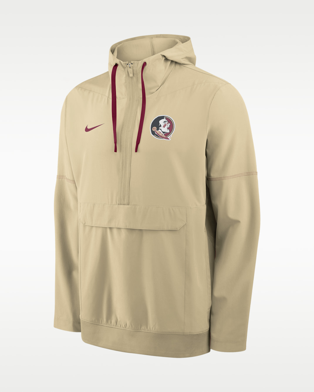 Florida State Sideline Anorak Men's Nike College 1/2-Zip Hooded Jacket - Team Gold/Team Maroon