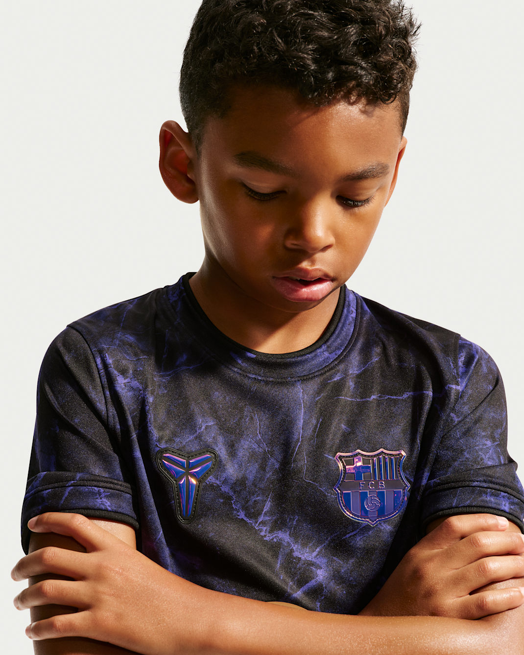 FC Barcelona Away Big Kids' Kobe Dri-FIT Soccer Pre-Match Top