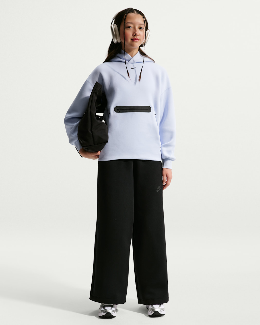 Nike Tech Fleece Big Kids' (Girls') Wide-Leg Pants - Black/Black
