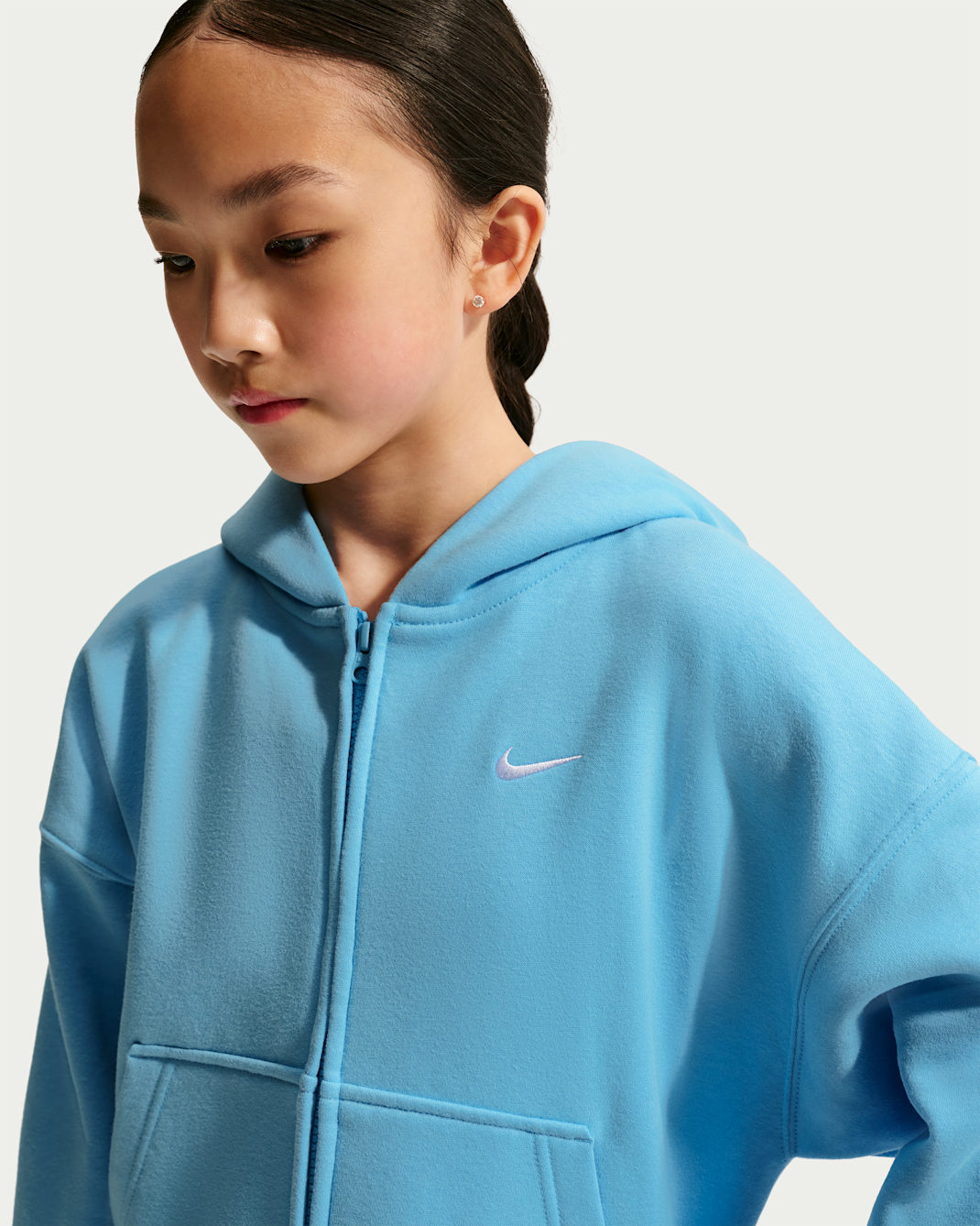 Nike Sportswear Studio Fleece Big Kids' (Girls') Oversized Full-Zip Hoodie