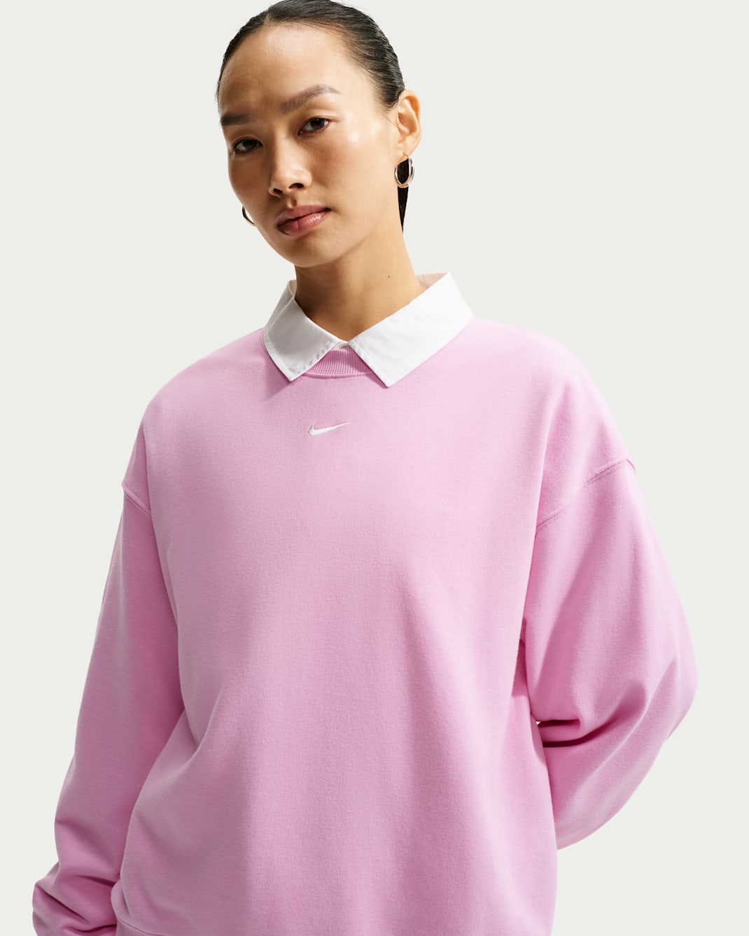 Nike Studio Fleece Lightweight Women's Oversized Crew-Neck Sweatshirt - Pink Rise/Sail