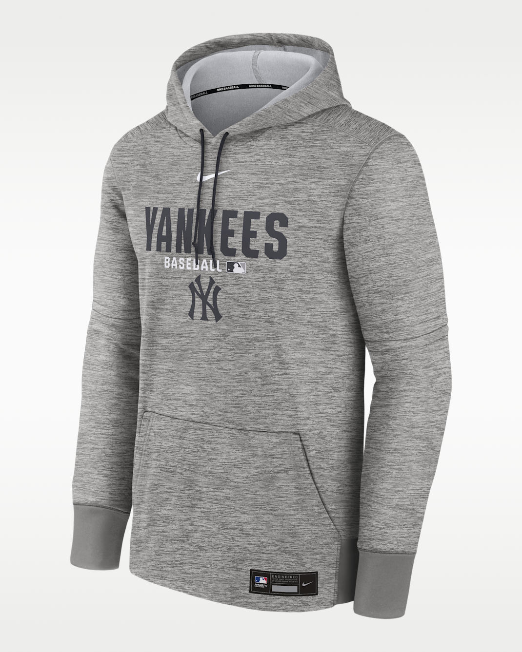 Sudadera con gorro sin cierre Nike Therma de la MLB para hombre New York Yankees Authentic Collection - Gris oscuro jaspeado