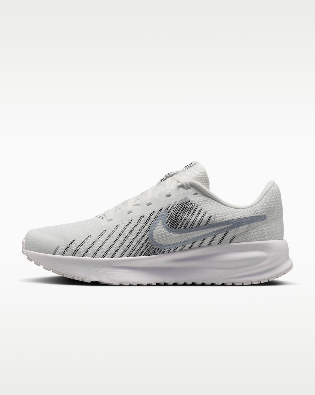 Tenis de correr en pavimento para hombre Nike Run Defy - Blanco cumbre/Blanco/Negro/Plata metalizado
