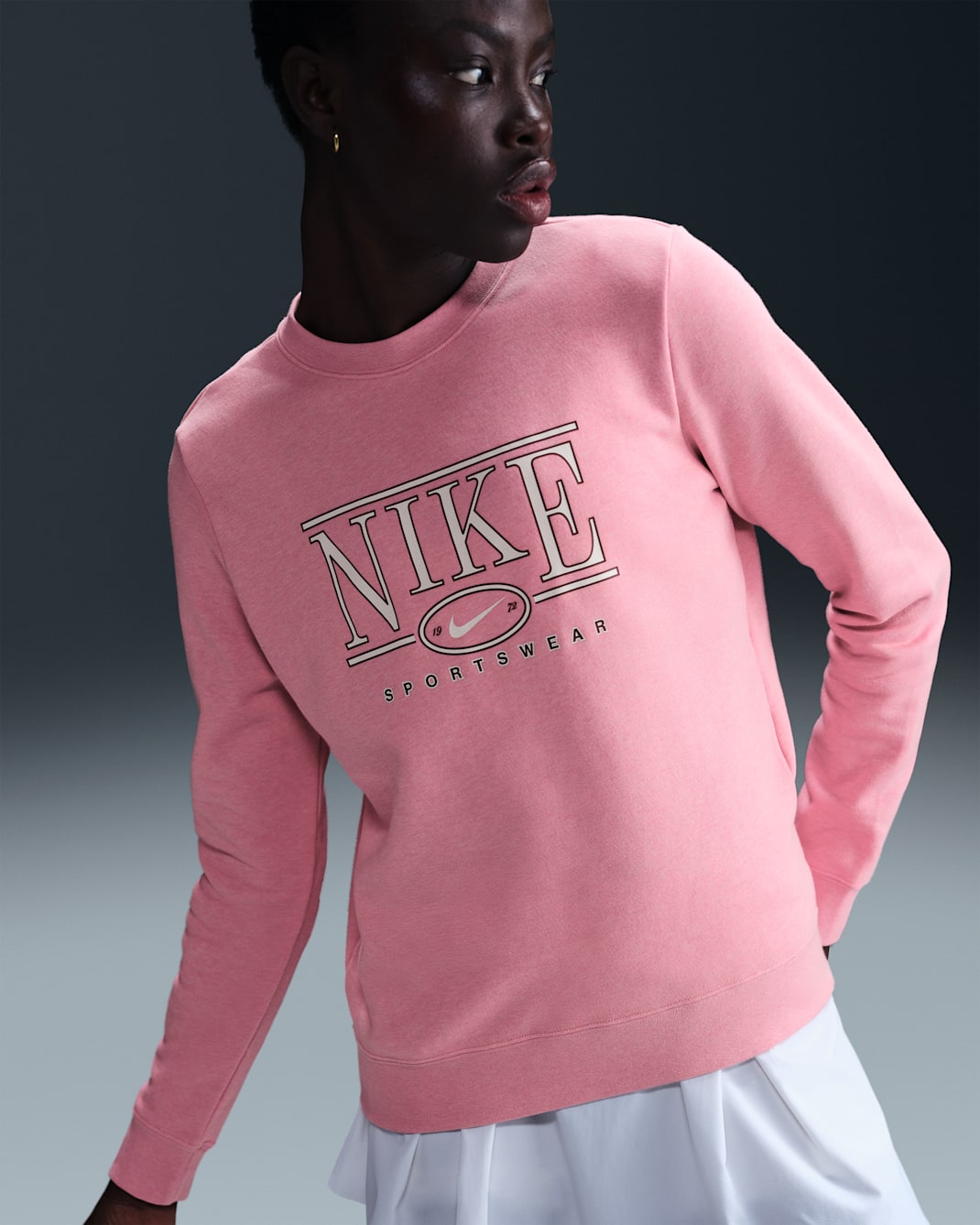 Sudadera de cuello redondo para mujer Nike Sportswear Club Fleece - Rosa elemental/Jaspeado