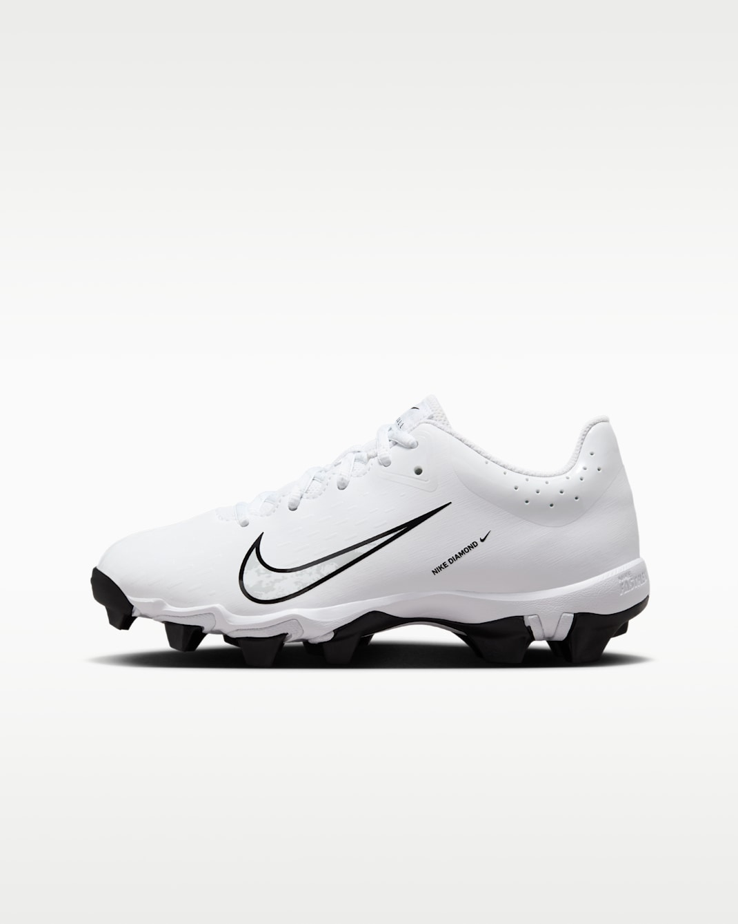 Nike Hyperdiamond 4 Keystone Big Kids' Softball Cleats - White/Black/Pure Platinum