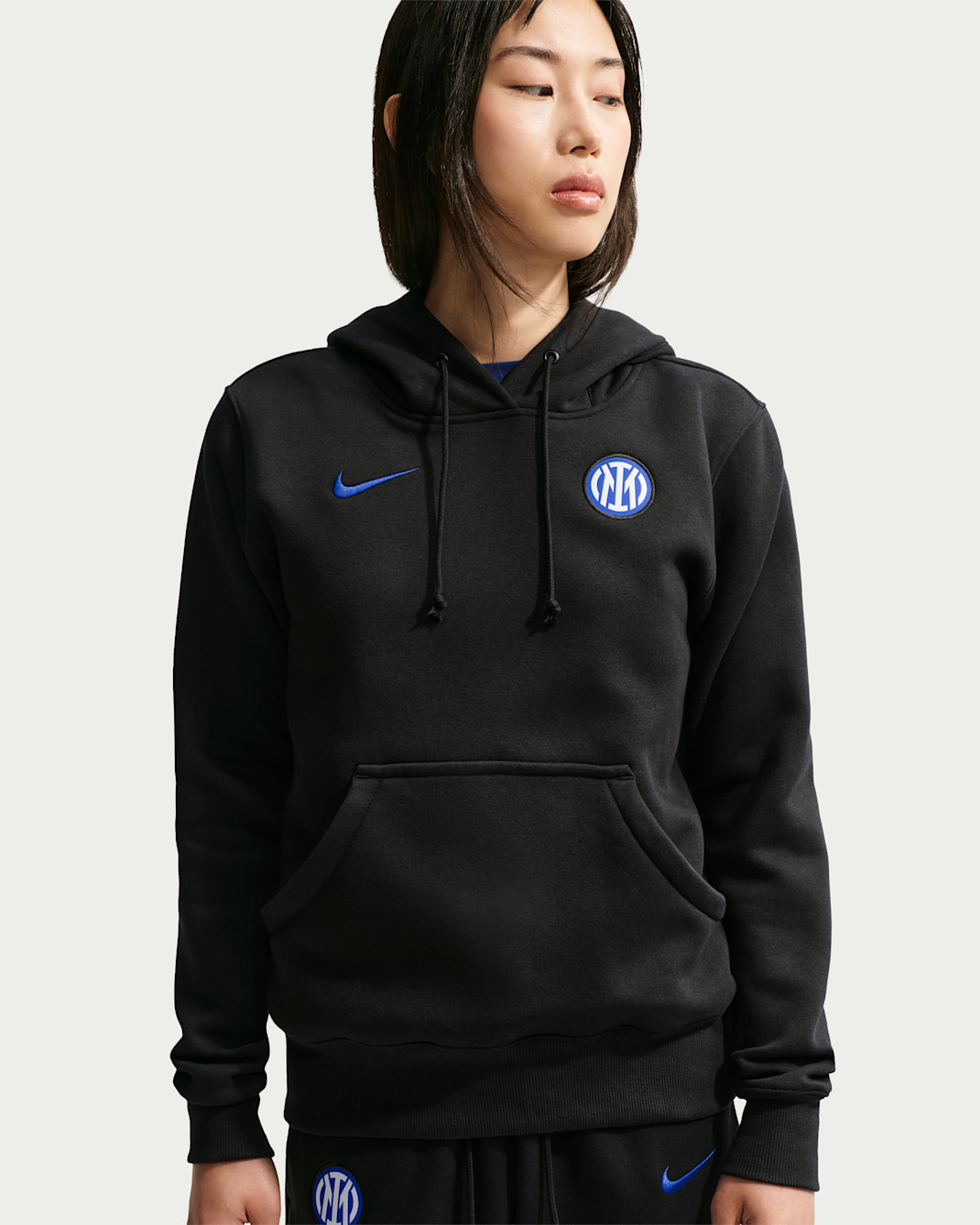Inter Milan Phoenix Fleece Women's Nike Football Pullover Hoodie - Black/Lyon Blue
