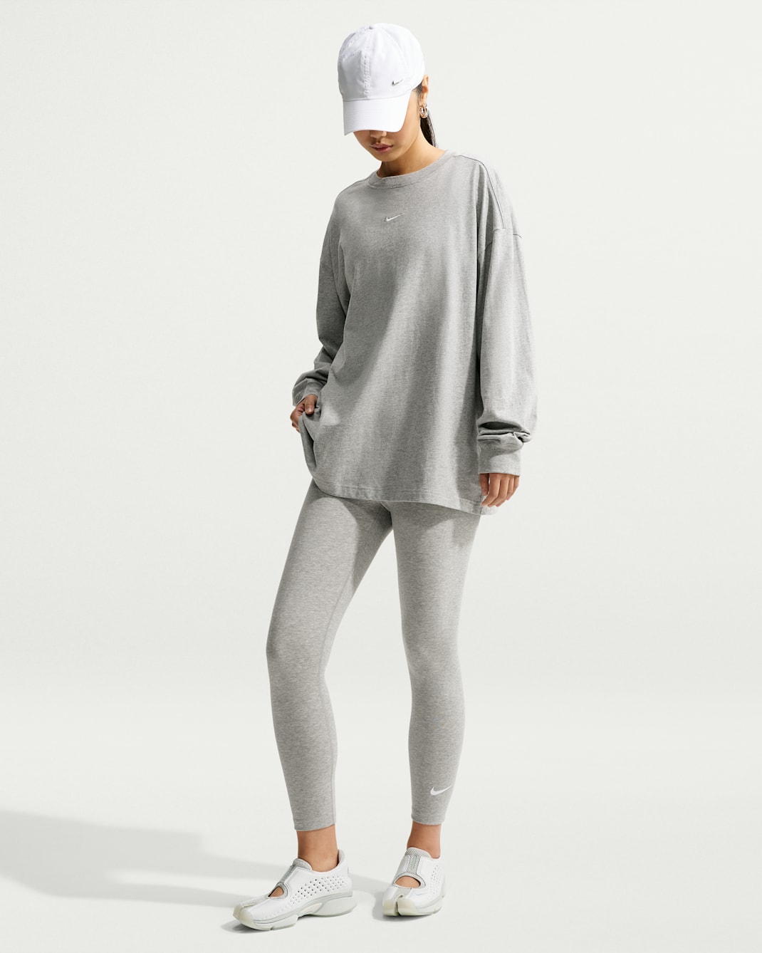 Nike Sportswear Classic Women's High-Waisted 7/8 Leggings - Dark Grey Heather/White