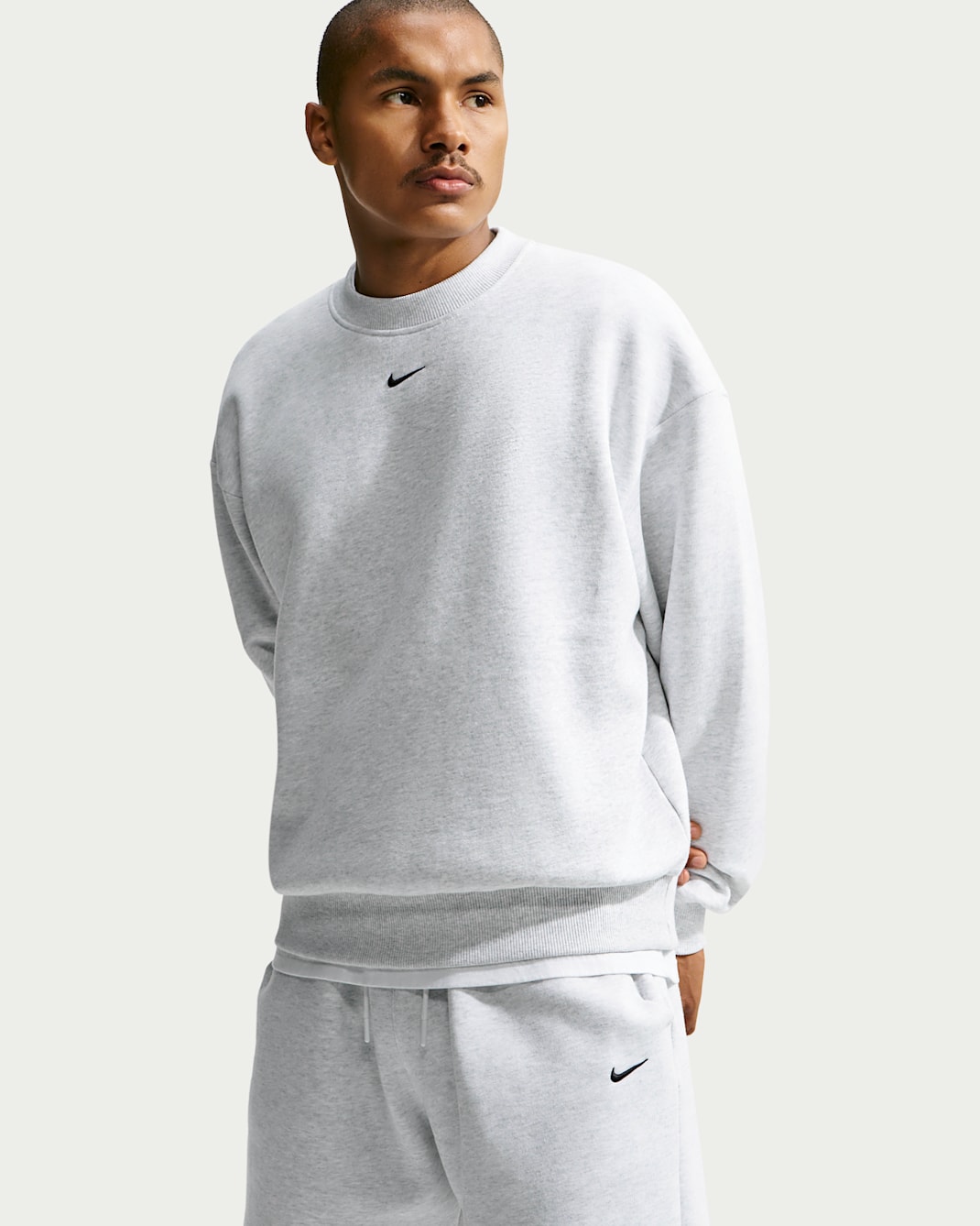 Nike Solo Fleece Men's Crew-Neck Sweatshirt - Birch Heather/Black